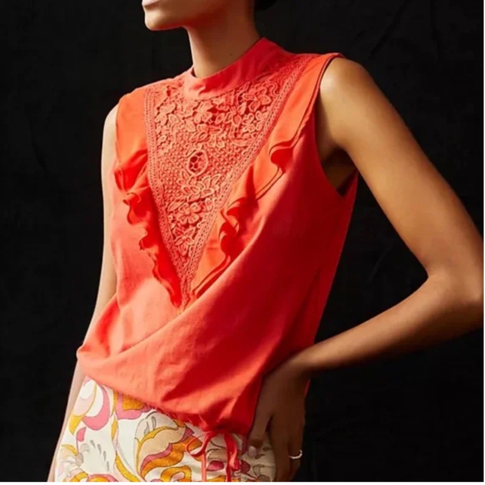 Anthropologie Tiny Emma Lace‎ Ruffle Blouse Size M
